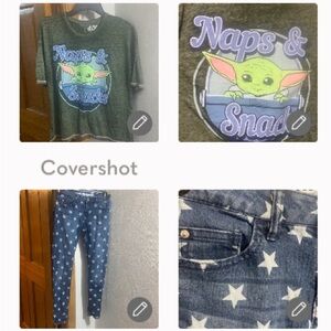 Grogu naps+snacks Star Wars 12/14⭐️STAR skinny👖SZ 12
